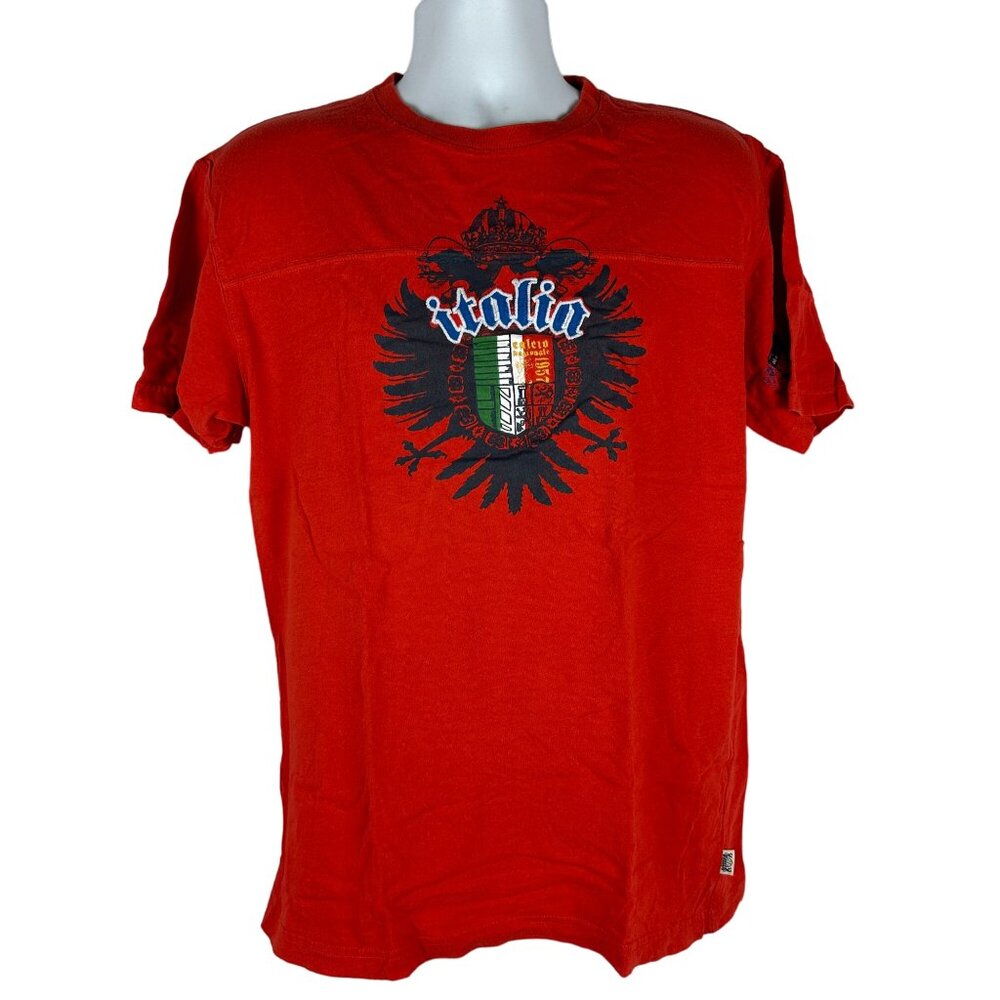 Blue Marlin Mens Italia Red Graphic Short Sleeved T-Shirt Size L
